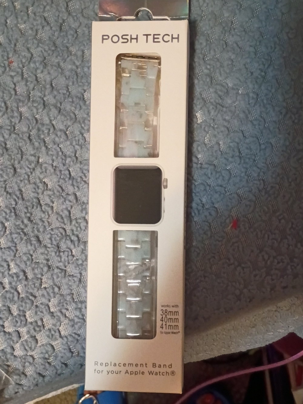 Posh Tech Light Blue & White Replacement Apple Watch Band
